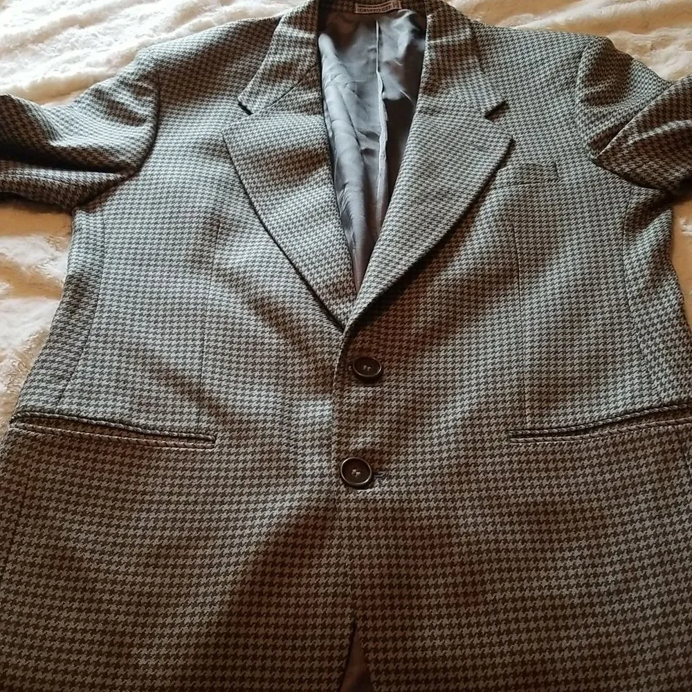 Emanuel Ungaro Houndstooth Blazer Wool Jacket Business Career